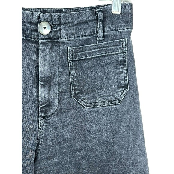 Pilcro Skipper Black Ankle Jeans Women 28‎ Wide Leg Stretch High Rise Anthro - Picture 5 of 14